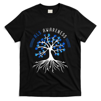 Blue Ribbon ALS Awareness Tree T-Shirt