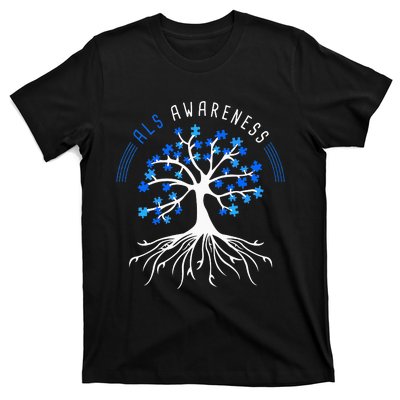 Blue Ribbon ALS Awareness Tree T-Shirt