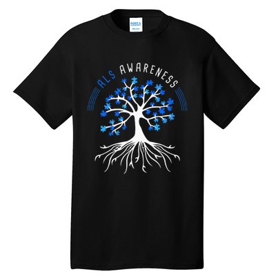 Blue Ribbon ALS Awareness Tree Tall T-Shirt