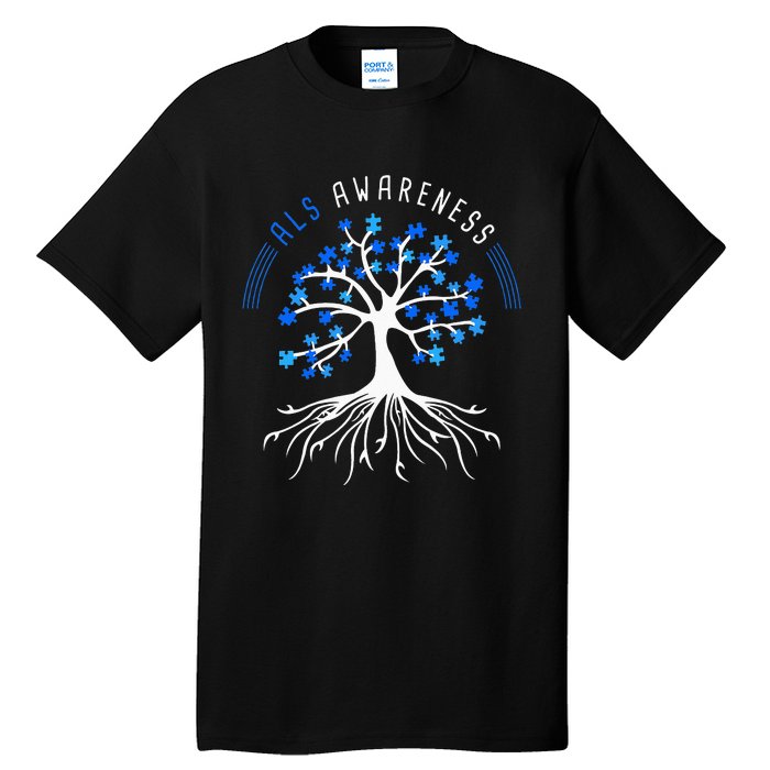 Blue Ribbon ALS Awareness Tree Tall T-Shirt