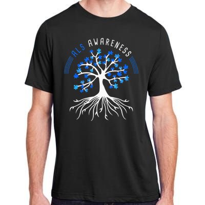 Blue Ribbon ALS Awareness Tree Adult ChromaSoft Performance T-Shirt