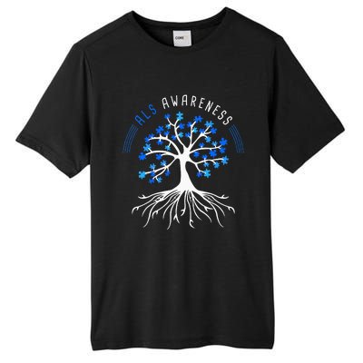 Blue Ribbon ALS Awareness Tree Tall Fusion ChromaSoft Performance T-Shirt