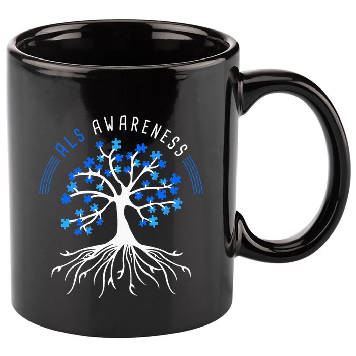 Blue Ribbon ALS Awareness Tree 11oz C Handle Ceramic Mug
