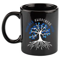 Blue Ribbon ALS Awareness Tree 11oz C Handle Ceramic Mug