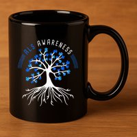 Blue Ribbon ALS Awareness Tree 11oz C Handle Ceramic Mug