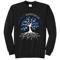 Blue Ribbon ALS Awareness Tree Tall Sweatshirt