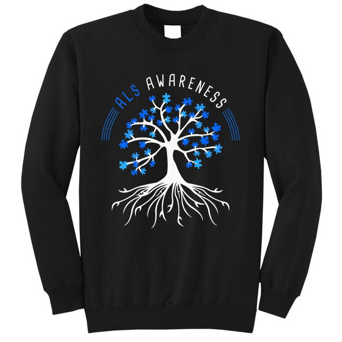 Blue Ribbon ALS Awareness Tree Tall Sweatshirt