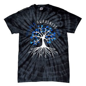 Blue Ribbon ALS Awareness Tree Tie-Dye T-Shirt