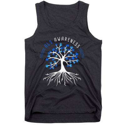 Blue Ribbon ALS Awareness Tree Tank Top