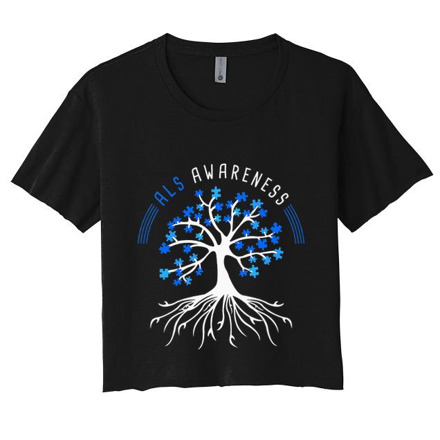 Blue Ribbon ALS Awareness Tree Crop Top