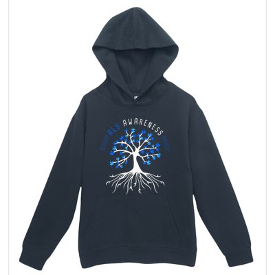 Blue Ribbon ALS Awareness Tree Urban Pullover Hoodie