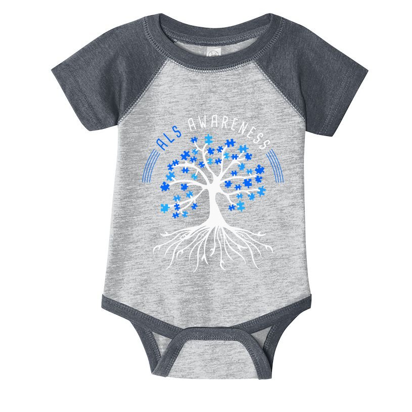 Blue Ribbon ALS Awareness Tree Infant Baby Jersey Bodysuit