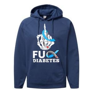 Blue Ribbon Awareness Skeleton Hand Fuck Diabetes Month Performance Fleece Hoodie