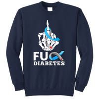 Blue Ribbon Awareness Skeleton Hand Fuck Diabetes Month Tall Sweatshirt