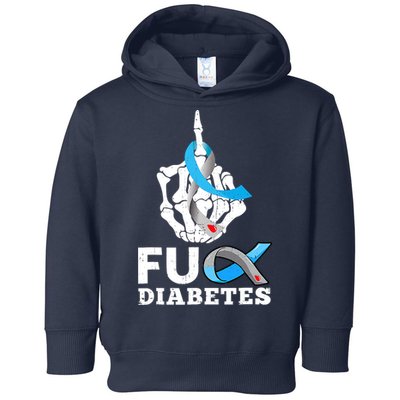 Blue Ribbon Awareness Skeleton Hand Fuck Diabetes Month Toddler Hoodie