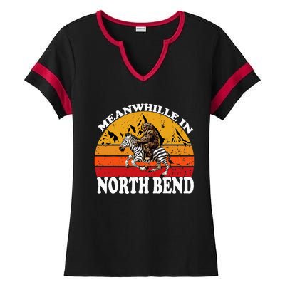 Bigfoot Riding A Zebra Meanwhile In North Bend Ladies Halftime Notch Neck Tee