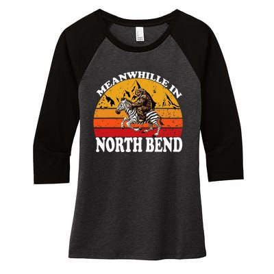 Bigfoot Riding A Zebra Meanwhile In North Bend Women's Tri-Blend 3/4-Sleeve Raglan Shirt