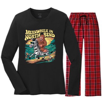 Bigfoot Riding A Zebra Meanwhile In North Bend Women's Long Sleeve Flannel Pajama Set 