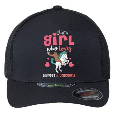 Bigfoot Riding A Unicorn Teens Ladies Gift Flexfit Unipanel Trucker Cap