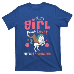 Bigfoot Riding A Unicorn Teens Ladies Gift T-Shirt