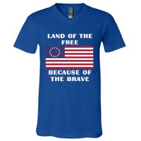 Betsy Ross American Flag Land Of The Free Patriotic Usa Gift V-Neck T-Shirt