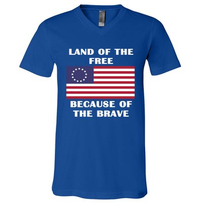 Betsy Ross American Flag Land Of The Free Patriotic Usa Gift V-Neck T-Shirt