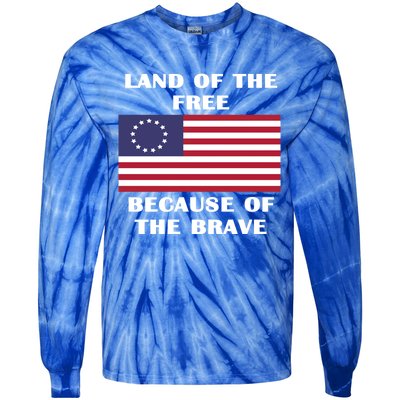 Betsy Ross American Flag Land Of The Free Patriotic Usa Gift Tie-Dye Long Sleeve Shirt