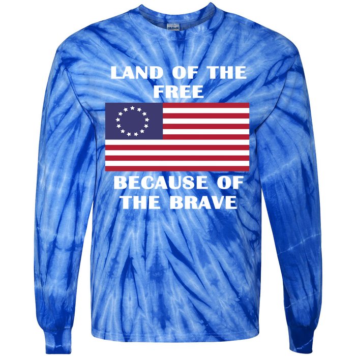 Betsy Ross American Flag Land Of The Free Patriotic Usa Gift Tie-Dye Long Sleeve Shirt