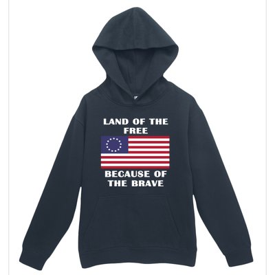 Betsy Ross American Flag Land Of The Free Patriotic Usa Gift Urban Pullover Hoodie