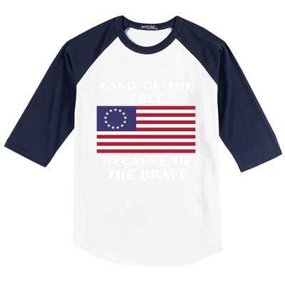 Betsy Ross American Flag Land Of The Free Patriotic Usa Gift Baseball Sleeve Shirt