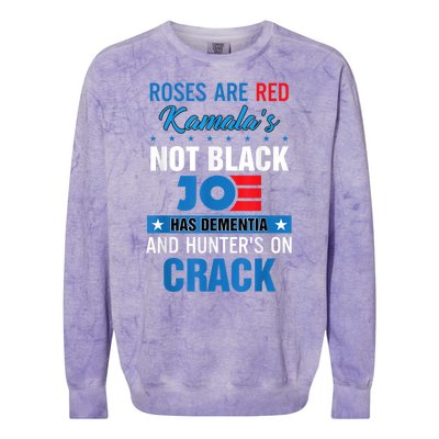 Biden Roses Are Red Kamala Not Black Joe Colorblast Crewneck Sweatshirt