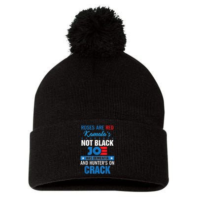 Biden Roses Are Red Kamala Not Black Joe Pom Pom 12in Knit Beanie