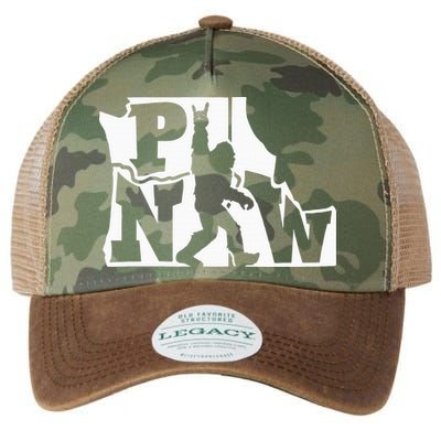 Bigfoot Rock And Roll Silhouette Pacific Northwest Sasquatch Legacy Tie Dye Trucker Hat
