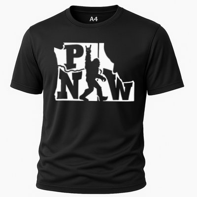 Bigfoot Rock And Roll Silhouette Pacific Northwest Sasquatch Performance Shirt