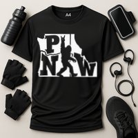 Bigfoot Rock And Roll Silhouette Pacific Northwest Sasquatch Performance Shirt