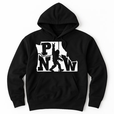 Bigfoot Rock And Roll Silhouette Pacific Northwest Sasquatch Hoodie