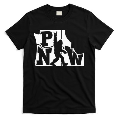 Bigfoot Rock And Roll Silhouette Pacific Northwest Sasquatch T-Shirt