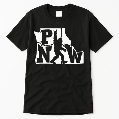 Bigfoot Rock And Roll Silhouette Pacific Northwest Sasquatch Tall T-Shirt