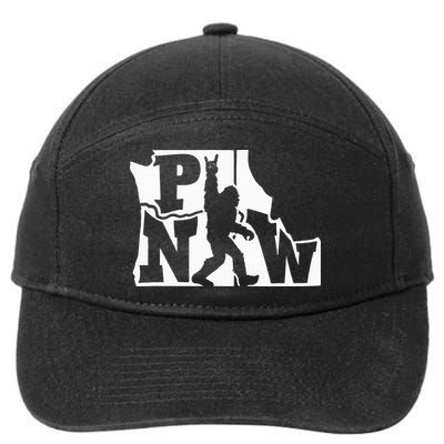 Bigfoot Rock And Roll Silhouette Pacific Northwest Sasquatch 7-Panel Snapback Hat