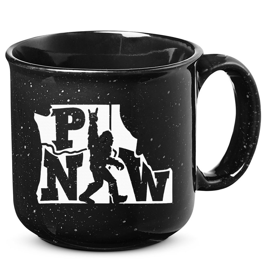 Bigfoot Rock And Roll Silhouette Pacific Northwest Sasquatch 15oz Campfire Ceramic Mug