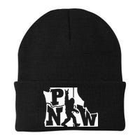 Bigfoot Rock And Roll Silhouette Pacific Northwest Sasquatch Beanie