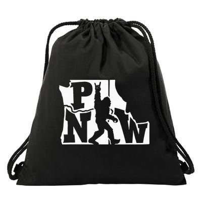 Bigfoot Rock And Roll Silhouette Pacific Northwest Sasquatch Drawstring Bag