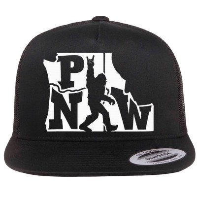 Bigfoot Rock And Roll Silhouette Pacific Northwest Sasquatch Flatbill Hat