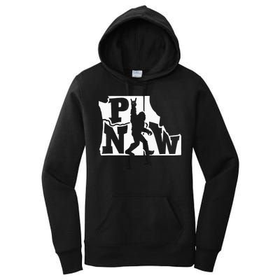 Bigfoot Rock And Roll Silhouette Pacific Northwest Sasquatch Women's Pullover Hoodie