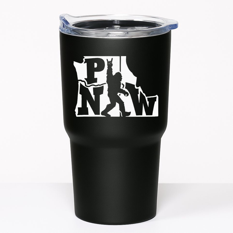Bigfoot Rock And Roll Silhouette Pacific Northwest Sasquatch Tumbler