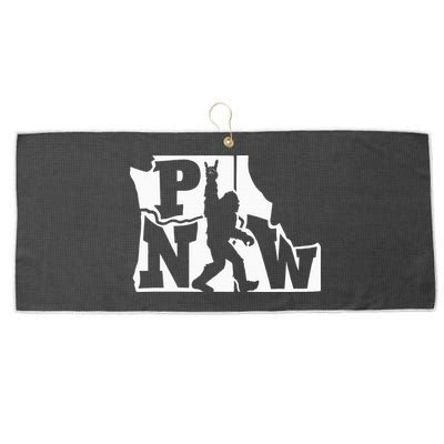 Bigfoot Rock And Roll Silhouette Pacific Northwest Sasquatch Large Microfiber Waffle Golf Towel