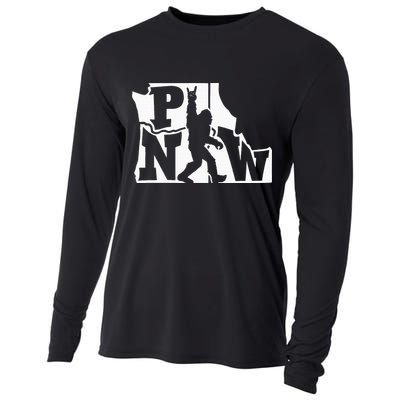 Bigfoot Rock And Roll Silhouette Pacific Northwest Sasquatch Cooling Performance Long Sleeve Crew