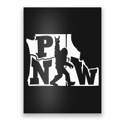 Bigfoot Rock And Roll Silhouette Pacific Northwest Sasquatch Poster
