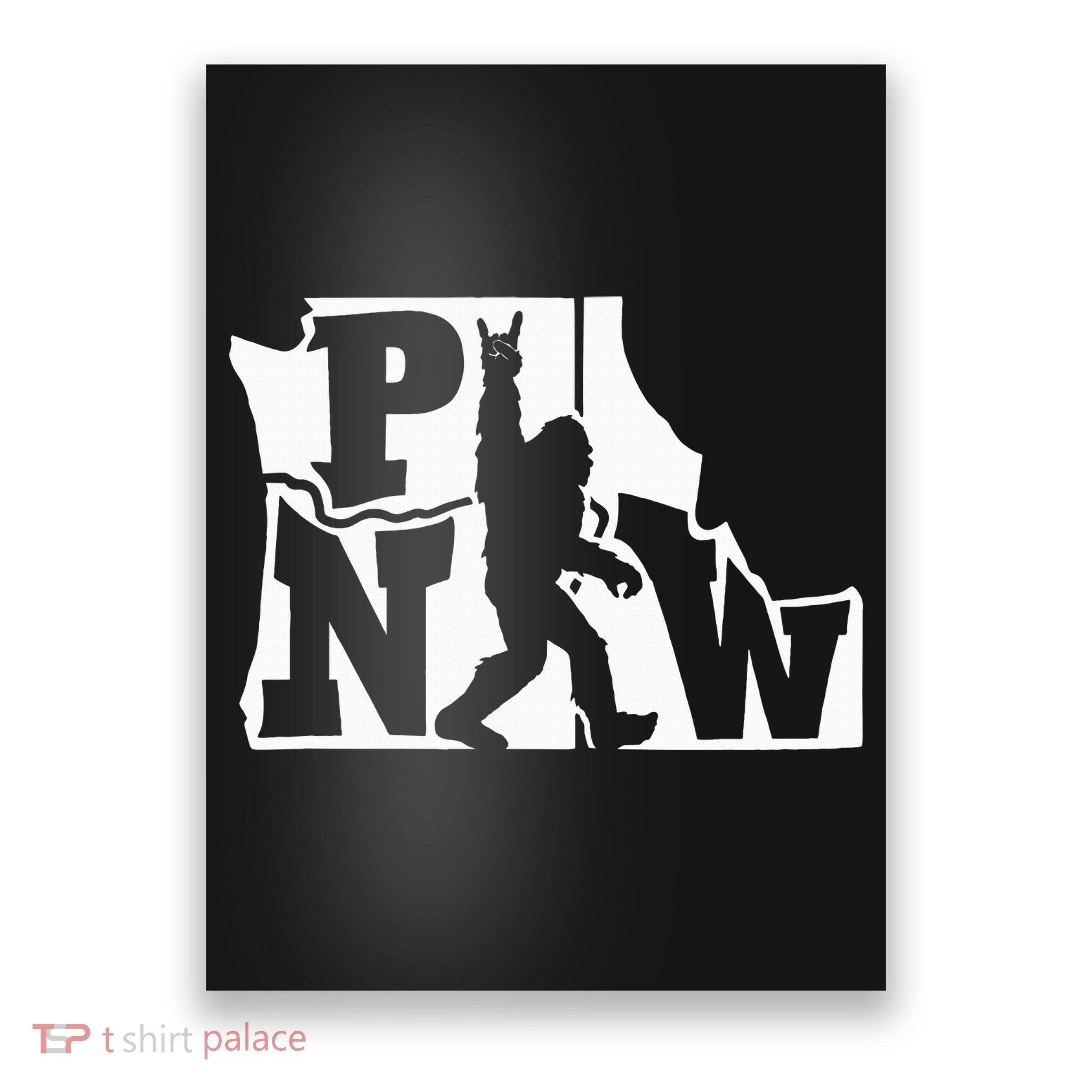 Bigfoot Rock And Roll Silhouette Pacific Northwest Sasquatch Poster