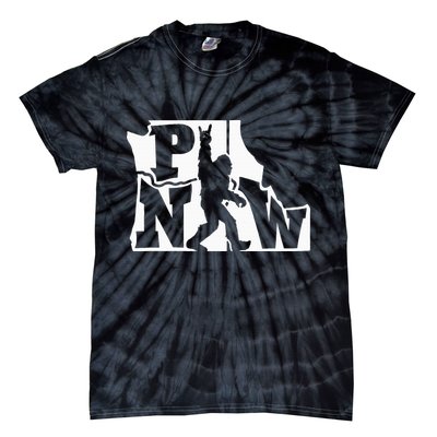 Bigfoot Rock And Roll Silhouette Pacific Northwest Sasquatch Tie-Dye T-Shirt